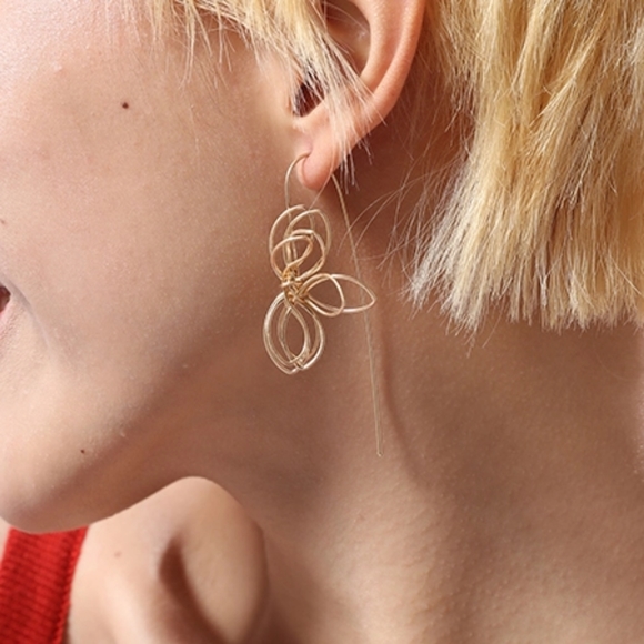 Twisted Lotus Ear Wire Earrings - Picture 6 of 6